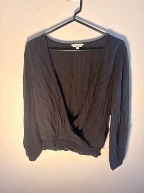 Lucky Brand Black Wrap-Front Blouse